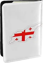 [JEJEA] Flag Map of Georgia Print Travel Organizer Credit Cards Case Passport BookPassport Holder Cover Wallet forTraveling,, Black, One Size