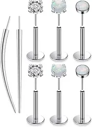 [Oufksiyy] F136 Titanium 20G 18G 16G Nose Rings Studs Threadless Flat Back Earrings Surgical Implant Grade Lip Medusa Labret Lobe Stud Piercing Jewelry 6mm 8mm 10mm flatback nose stud Snake Bites