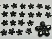 1000 Black Acrylic Flatback Faceted Flower Rhinestone Gems 6mm