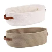 Oval Storage Basket with Handles Shelf Organiser Bin Laundry Toy Container
