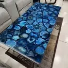 48"x24" Blue Agate Stone Center Sofa Dining Table Luxury Gemstone Agate Geode