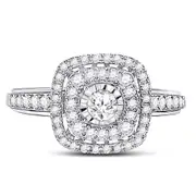 14k White Gold Round Diamond Solitaire Bridal Engagement Ring 1/2 Cttw