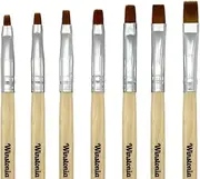 [Winstonia] FLAT Gel Nail Brush Set 7 Pcs Size 2,4,6,8,10,12,14 - Nail Tips Builder & Overlay, Sculpting, Poly Gel, and Extensions - Flat Shape Brushes Manicure Painting Pens