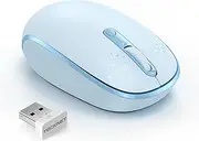 TECKNET Wireless Mouse, 2.4G Quiet Computer Mouse with USB Receiver, 4 Buttons Portable Cordless Mice for Chromebook, Laptop, PC, Mac, 800/1200/1600 DPI - Blue