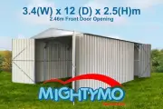 Garden Shed, 3.4(W)x12(D)x2.5(H)m, Garage, Storage, Workshop, Large Steel Shed