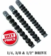 3Pcs ABS Organizer Drive Socket Holder 1/4" 3/8" 1/2" Socket Clip Rail Holder
