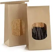 BagDream Bakery Bags Kraft Paper Bags 100Pcs 3.54 x 2.90cm x 17cm Tin Tie Tab Lock Bags Brown
