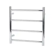 Electric Heated Towel Rack Wall Mounted Towel Rail 4 Bars Round Chrome