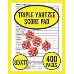 TRIPLE YAHTZEE SCORE PAD: SCORE PADS FOR TRIPLE YAHTZEE GAME