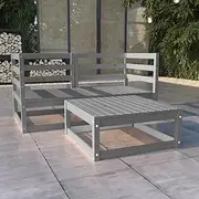 3 Piece Garden Lounge Set Grey Solid Pinewood,Corner Garden Lounge Set Solid Pinewood Outdoor Furniture for Relaxation and Socializing Garden Furniture Sets