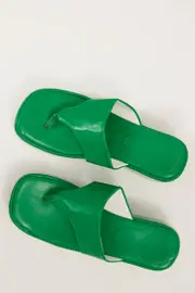 Green Toe Post Thong Wedge Sandals