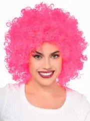 Giant Curly Neon Pink Afro Adults Costume Wig
