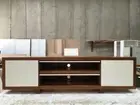2200 mm THT-022P Tasmania Oak High Gloss Polyurethane TV Unit Twin Pocket Doors