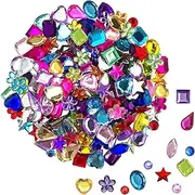JPSOR 900 Pcs Gems Acrylic Flatback Rhinestones Gemstone Embellishments, 9 Shapes, 6-13mm, with Tweezers and Bag