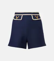 [Valentino] Valentino Crepe Couture VGold high-rise shorts AU 16 blue