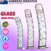 Large Glass Realistic Dildo Anal Plug Butt Thruster Vagina Women Adult Sex Toy