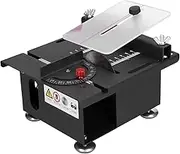 Table Saw, 110V-240V 100W 6000r/min Firm Clamping Mini 63mm Blada Diameter Sliding Rail Design Woodworking Cutting Machine Set for Wood Aluminum(#4)