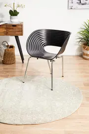 Rug Culture Silver Vintage Style Round Rug