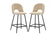 Evie Velvet Bar Stool (Set of 2) - Oatmeal - Oatmeal
