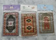 Lot Of 3 Turkish Mini Doll Rugs Interior Decor Dollhouse Carpets Miniatures Pkgs