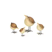 4pc A.FRESCO Durable Resin Birds Round Avian Figures Home/Tabletop Decor Brown