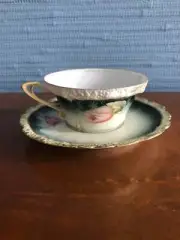 Tea Cup Saucer Signature Hand Painted Circa 1880S-1910 home kitchen art ceramic