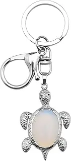 [SING F LTD] Natural Gemstone Cute Sea Turtle Keyring Energy Stone Lobster Clasp Pendant Charm Keychain for Purse Backpack Handbag Mobile Phone Jewelry Accessory