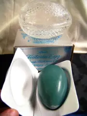Vintage Avon FOSTORIA Lead Crystal EGG Soap Dish SPRING LILACS NEW Mint w/ Box
