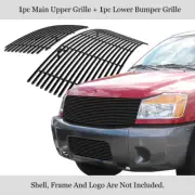 For 2004-2007 Nissan Titan/Armada Black Stainless Steel Billet Grille Combo (for: Nissan)