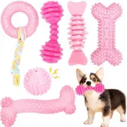6 Pack Puppy Chew Toys, Cute Pink Small Dog Toys, Durable Soft Interactive Chew Toys for Small Dogs