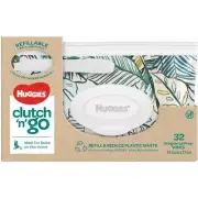 Huggies Baby Wipes Refillable Clutch N' Go 32 Wipes (pack of 2)