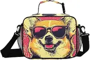Dog Sunglasses Cute Insulated Lunch Box for Women Men - Ideal for Work, Picnics - Includes Adjustable Shoulder Strap