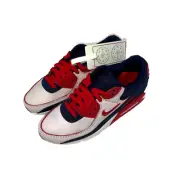 Nike Air Max 90 PRM 'Home & Away' Sneakers - Red/White/Blue- CJ0611-101 - Sz: 7