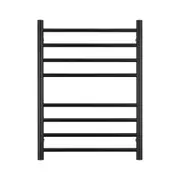 Radiant Matte Black 530 x 700mm Round Heated Towel Rail (Left Wiring) BRTR530LEFT