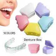 Denture Bath Case Retainer Box w/ Strainer, Apple Shaped False Teeth Storage