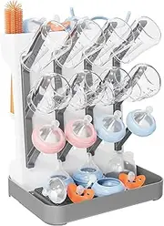 Baby Bottle Drying Rack, Vertical Bottle Dryer Holder Space Saving Standing Bottle Drying Rack for Countertop Kitchen Organize Bottles & Baby Accessories Brushes Pacifiers and Pump Part