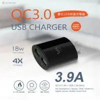 在飛比找momo購物網優惠-【RONEVER】DE005 QC3.0雙孔USB電源供應器