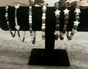 Glass Bead bracelets with lava stone
