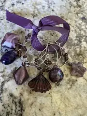 HAPPY HOUR LADIES GIRLS PARTY PURPLE SHAPES Wine Glass Charm Set Of 6,