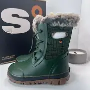 Bogs Arcata II Cracks Faux Fur Winter Boots 100% WP Dark Green Kids 3 NWB