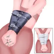 Adjustable Leather Back Bondage Armbinder Wrist Cuffs HandCuffs Single Gloves