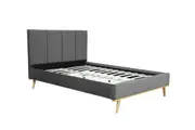 Matthew Plush Velvet Fabric King Single Bed Frame with Tufted Headboard Dark Grey