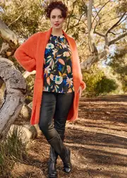 [Virtuelle] Taking Shape Fluffy Knit Cosy Cardigan Size 30 in Sorbet Orange, Viscose - Plus Size Women's Clothing Sorbet Orange