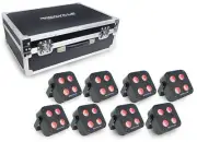 Rockville MINI RF4 V2 CHARGE PACKAGE BLACK 8 DJ Par Wash Up Lights+Case+App Ctrl