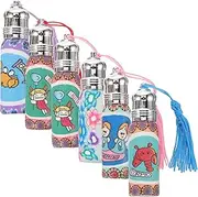 Healeved 6 pcs Small Roller Perfume Bottles Portable Travel Perfume Containers Leak Design for Handbag Luggage Includes Stylish Tassels for Easy Use Random Color
