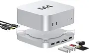 Mac mini M4 Dock, 9 in 1 Full Aluminium Mac mini M4 Hub with M.2 NVMe SSD Enclosure, 4K60Hz HDMI, 10Gbps USB-A*2 and SD/TF 4.0 Card Reader, Mac mini 2024 Accessories