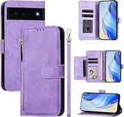 Compatible with Google Pixel 6 Pro 5G Case Cover,Compatible with Google Pixel 6 Pro 5G PU Leather Card Holder Wallet Flip Magnetic Closure Stand Purple