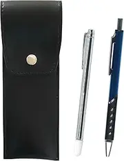 BRSB-701S-SI2067BP-L Round Button Japanese Pen Case Black Metal Indicator Bar and Metal Color Ballpoint Pen Blue