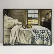 P. Graham Dunn Wood Wall Art - Psalm 4:8 - Dog Sleeping On Bed, 16”x12”