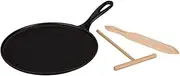 [Le Creuset] L2036-2720 Enameled Cast Iron 10.75" Crepe Pan with Rateau and Spatula Matte, Black